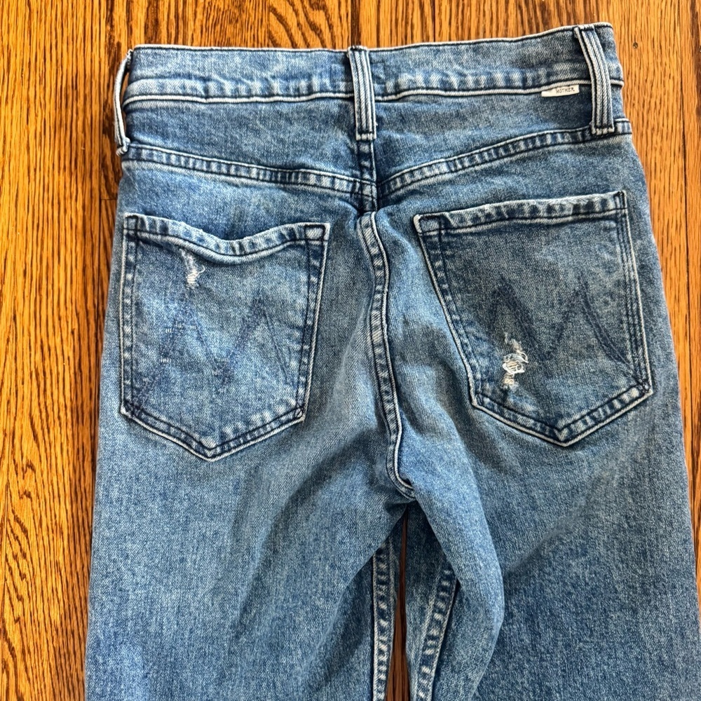 Mother The Tomcat High Rise Button Fly Distressed Jeans Women 26 Completely Over - Picture 8 of 12